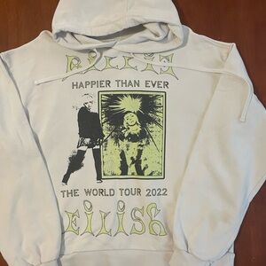 Billie Eilish Happier Than Ever World Tour 2022 Hoodie Size Small White Graphic